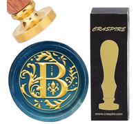craspire Lettre B Cachet de Cire à Cacheter Rétro Alphabet Initiales Cachet de Cire Classique Vintage 26 Lettres AZ 25 mm Tête en Laiton Amovible Manche en Bois pour Bricolage Scrapbooking Enveloppe