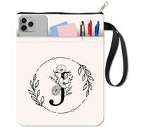 craspire Lettre J Housse de Protection de Livre Blanche Couvertures de Livre à Fleurs pour Livres de Poche Couverture de Livre en Tissu Lavable avec Fermeture Éclair et Poche Supplémentaire