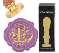 CRASPIRE Lettre L Initiales Tampon de Cire à Cacheter Rétro Alphabet Tampons de Cire Classique Vintage 26 Lettres AZ 25mm Tête en Laiton Amovible Manche en Bois pour Anniversaire de Mariage Invitation