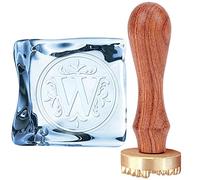 craspire Lettre Tampon à Glace W Tampon à Glaçons Tampon de Marque de Glace avec Tête Amovible en Laiton et Manche en Bois Vintage Floral W Tampon à Glace pour la Fabrication de Barres de Boissons