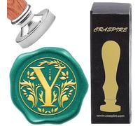 craspire Lettre Y Tampon de Cire à Cacheter Rétro Alphabet Initiales Tampon de Cire Classique Vintage 26 Lettres AZ 25mm Amovible Couleur Argent Plaqué Tête en Laiton Manche en Bois pour Invitation