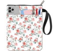 craspire Livre à Fleurs Couverture du Livre avec Fermeture éclair et Pochette supplémentaire imperméable et Lavable Pochette protectrice Rose Sacoche pour Paperbacks Livres Amoureux Tissu Pochette