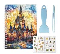 craspire Livre de Collection D'Autocollants Réutilisables 40 Page Album Château Rangement D'Autocollants Carnet de Notes Recto Verso Étanche Vierge à Coller avec Outils pour Adultes Support de Papier