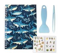 craspire Livre de Collection D'Autocollants Réutilisables 40 Page Album Requin Rangement D'Autocollants Carnet de Notes Recto Verso Étanche Vierge à Coller avec Outils pour Adultes Support de Papier