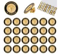 CRASPIRE Lot de 24 broches de reconnaissance des employés du mois Excellence dans le service Broche dorée en émail pour employés, équipes, bénévoles, infirmières, enseignants, équipes, cadeaux de