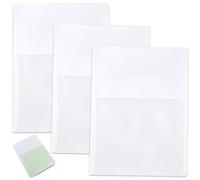 CRASPIRE Lot de 3 couvertures blanches A6 imperméables en plastique PVC avec passants pour stylo, pochettes de protection pour journaux, livres hebdomadaires, livres de poche