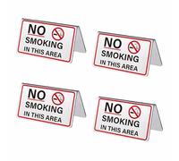 CRASPIRE Lot de 4 panneaux d'affichage double face en acier inoxydable avec logo « No Smoking in This Area » pour restaurant, bureau, hôtel, hôpitaux, clubs, chambre d'entreprise, 9,93 x 6,9 cm