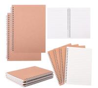 CRASPIRE Lot de 5 carnets à spirales A5 en vrac - 120 pages/60 feuilles lignées - Couverture en kraft marron - Carnet de notes à couverture rigide - Carnet de croquis pour l'école, le bureau, le