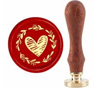 craspire Love Heart Wax Seal Stamp Guirlande Timbres de Cire à Cacheter 30 mm Tête de Tampon en Laiton Amovible Rétro Vintage avec Manche en Bois pour Invitations de Mariage, Cartes, Emballage Cadeau