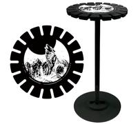 craspire Lune Loup Forêt Pendule Cristal Présentoir Support Support en Bois Noir Radiesthésie Divination Tableaux Magiques Métaphysiques Trucs de Sorcière pour Halloween Maison Suspendue Pierre Huile