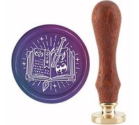 craspire Magic Book Wax Seal Stamp Sword Sealing Wax Stamps Stars 30mm/1.18inch Amovible Brass Head Sealing Stamp with Wooden Handle for Invitations Cards Gift Wrap