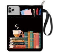 craspire Manche de Livre couvertures de Livre de café modèle de Livre Protecteur de Livre Noir pour Les Livres de Poche Tissu Lavable Couverture de Livre avec Fermeture éclair et Poche supplémentaire