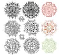 craspire Mandala Fleur Tampons en Caoutchouc Transparent Réutilisable Boho Lotus Yoga Tampon en Silicone Transparent Sceaux Vintage pour Journalisation Fabrication de Cartes Décor DIY Fournitures