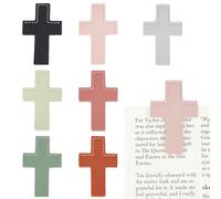 CRASPIRE Marque Pages en Cuir Véritable avec Croix de la Bible Marque Pages Chrétiens pour Église Page en Cuir Véritable 7 pièce 7 couleurs Versets Bibliques Cadeaux D'Anniversaire de Noël pour Femmes