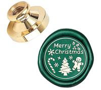 CRASPIRE Merry Christmas Sealing Wax Stamp Gingerbread Man X'MAS EVE Christmas Tree Snowflake Gui Candy 25mm Remplaçable Wax Seal Stamp Tête en Laiton pour Invitations de Noël Cartes D'Enveloppe