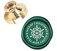 craspire Merry Christmas Sealing Wax Stamp Happy New Year Snowflake X'MAS Eve Merry Christmas 25mm Remplaçable Wax Seal Stamp Tête en Laiton pour Les Invitations de Noël Enveloppe Cartes Vacances