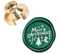 CRASPIRE Merry Christmas Sealing Wax Stamp Snowflake Christmas Tree Sock Candy X'MAS EVE 25mm Remplaçable Wax Seal Stamp Brass Head For Christmas Invitations Envelope Cards Decoration Holiday