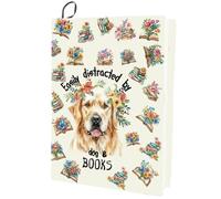craspire Mignonne Fleur de Chien Couverture de Livre Extensible Lavable Floral Mignonne Tissu de Nylon réutilisable couvertures élastiques Protecteur 9.4x15.7 Pouces pour Couverture Rigide Livres