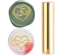 craspire Mini Tampon de Cire 15mm Anneaux en Forme de Cœur Anneau de Mobius Amour Colonne en Laiton Doré Tampons de Cire à Cacheter Double Face Style Rétro Vintage pour Mariage Saint Valentin Fête