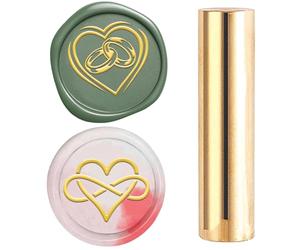 craspire Mini Tampon de Cire 15mm Anneaux en Forme de Cœur Anneau de Mobius Amour Colonne en Laiton Doré Tampons de Cire à Cacheter Double Face Style Rétro Vintage pour Mariage Saint Valentin Fête