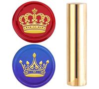 craspire Mini Tampon de Cire 15mm Double Face Motif Couronne Vintage en Laiton Doré pour Invitations de Mariage Cartes Enveloppes Halloween Noël Thanksgiving Cadeaux Emballages Décorations