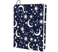 craspire Moon Star Couverture de Livre Extensible Bleu Marine Lavable et Réutilisable Grand Tissu en Nylon Polyester Protecteur de Livre 9.4x15.7 Pouce Enveloppes Élastiques pour Cahier Convient