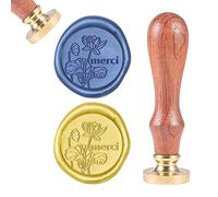 craspire Mot de Cachet de Cachet de Cire, Timbres de Cachetage de Cire Vintage Timbre en Bois Tête en Laiton pour Enveloppes de Invitations Embellissement Bouteille Décoration Emballage Cadeau, Merci