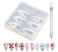 craspire Moule en Silicone Transparent en Forme de Cœur Nœud et Dentelle pour Nail Art avec Stylet et Stylo de Sculpture Idéal pour la Création de Bijoux et Autres Accessoires pour la Maison Ou Les