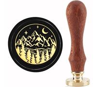 craspire Mountain Wax Seal Stamp Forest Lake Nature Sealing Stamp Copper Seals Retro Vintage Tête de Tampon en Laiton Amovible avec Manche en Bois pour Mariage Lettre Invitation Enveloppe Cartes