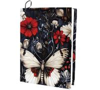 craspire Papillon couvertures de Livre Rectangle 15,7 x 9,8 Pouces Insecte Fleur Rouge Grand Tissu en Nylon Lavable réutilisable élastique Stretch Protecteur enveloppements de Cahier adapté