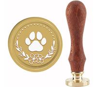 craspire Patte de Chien Cachet de Cire Couronne Tampon de Cire 30 mm/1.18 Pouces Tête en Laiton Amovible Timbre D'Étanchéité avec Manche en Bois pour Invitation Enveloppe Cartes Cadeau Scrapbooking
