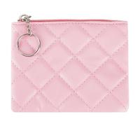 craspire Petit Porte Monnaie Rose en Cuir PU avec Broderie Losange et Fermeture Éclair Pochette Portable à Fermeture Éclair Porte Monnaie avec Porte Clés en Alliage pour Filles et Femmes Carte Clé