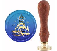 craspire Phare Cachets de Cire en Laiton Têtes de Cachet de Remplacement 30mm avec Manche en Bois Vintage pour Enveloppes Lettre Invitations Carte DIY Artisanat Mariage Anniversaire Décoration de