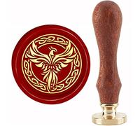 craspire Phoenix Cachet de Cire Timbre Noeud Cire à Cacheter Timbres 30mm Tête de Timbre en Laiton Amovible Rétro Vintage avec Manche en Bois pour Invitations Cartes Cadeau Emballage Décor