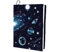 craspire Planète Housse de Livre Extensible Noir Ciel Cosmique Céleste Lavable Réutilisable Grande Housse de Livre en Nylon Protecteur de Livre Enveloppes Élastiques pour Cahiers à Couverture Rigide
