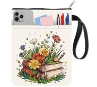 CRASPIRE Pochette de Livre à Fleurs Couverture de Livre Florale Tissu Coloré Lavable Plante Fleurs Livres Cahier Protecteur de Poche avec Fermeture Éclair et Pochette Supplémentaire pour Manuels