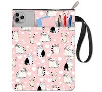 CRASPIRE Pochette de Livre avec Fermeture Éclair et Pochette Supplémentaire Motif Chat Rose Pochette de Protection Mignonne pour Livres de Poche Amateurs de Livres Poche en Tissu Lavable pour Camarade