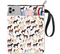 craspire Pochette de Livre avec Poche Zippée Pochette de Livre à Imprimé Cheval Étui de Protection de Livre en Tissu Lavable Sac Portable de 11 x 8.7 Pouce pour Cadeaux Livres à Couverture Rigide
