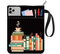 craspire Pochette de Livre de Café Noire pour Livres de Poche Couverture Rigide Lavable en Tissu avec Fermeture Éclair et Poche Supplémentaire pour Les Amoureux des Livres Les Camarades de Classe
