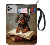 craspire Pochette de Livre Rigide pour Chien avec Fermeture Éclair et Poche Supplémentaire Lavable en Tissu Imprimé Recto Verso pour Livres de Poche Rat de Bibliothèque 11 x 8.6(5) cm