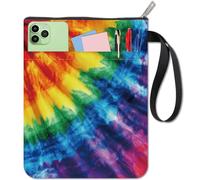 CRASPIRE Pochette de Protection de Livre Colorée Arc en Ciel avec Fermeture Éclair Pochette en Toile Imperméable Couvertures Double Face pour les Amoureux des Livres Carnet à Couverture Rigide Journal