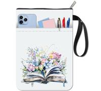 craspire Pochette de Protection en Tissu Imperméable avec Fermeture Éclair pour Livre Motif Fleurs Double Face pour Carnet de Notes Journal Bible Manuel Couverture Rigide 13.3 x 9.4 Pouce