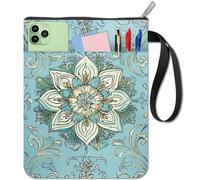 craspire Pochette de Protection Mandala avec Fermeture Éclair Pochette en Tissu Imperméable Portable Double Face pour Carnet de Notes Journal Bible Manuel Couverture Rigide 11 X 8.7 Pouces
