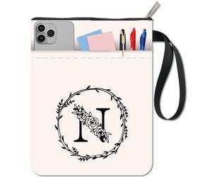 craspire Pochette de Protection pour Carnet de Notes de 11 x 8,6 Pouces avec Fermeture Éclair Pochette Supplémentaire Alphabet N Double Face Lavable en Tissu pour Les Amateurs de Livres à Couverture