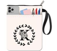 craspire Pochette de Protection pour Livre de 11 x 8,6 Pouces avec Fermeture Éclair et Pochette Supplémentaire Double Face Motif Alphabet Lettre K Tissu Fleuri Lavable pour Carnet de Notes