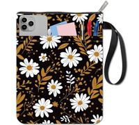 craspire Pochette de Protection pour Livre Motif Marguerite Or Blanc 11x8.6 po Lavable en Tissu avec Fermeture Éclair Poche Avant Idéale pour Les Amoureux des Livres Les Lecteurs Les Carnets de Notes