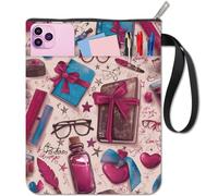 craspire Pochette de Protection Rose avec Fermeture Éclair Pochette Supplémentaire en Verre Étanche Étui de Protection Portable Corde Double Face pour Carnet de Notes à Couverture Rigide Journal