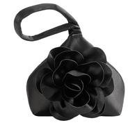 craspire Pochettes pour Femmes Petits Sacs de Soirée Sac à Main en Satin Noir à Motif Rose Élégant et Portable avec Fermeture Éclair Idéal pour Les Voyages Les Fêtes Le Quotidien Les Mariages et