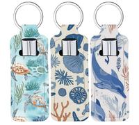 craspire Porte Baume à Lèvres Rectangulaire en Néoprène Imprimé Étoile de Mer et Dauphin Porte Clés Pochette pour Baume à Lèvres Étui Portable pour Rouge à Lèvres Pochette pour Gloss Sac de Rangement