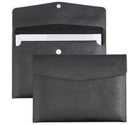 craspire Porte Documents Multifonction en Cuir PU A4 étui à Documents Pochette Noire Imperméable avec Fermeture à Pression Organisateur de Papier Lettres Tablette Contrats Factures Fournitures
